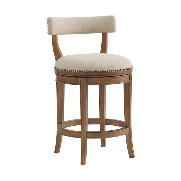 Alaterre Furniture Hanover Swivel Counter Height Bar Stool, Weathered Brown and Beige, 2PK ANHN03FDCR2 - main